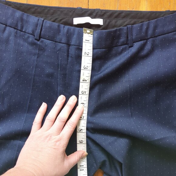 HUGO BOSS Wool Blend Lightweight Office MId-Rise Business Pants in Navy Microdot - Picture 11 of 15